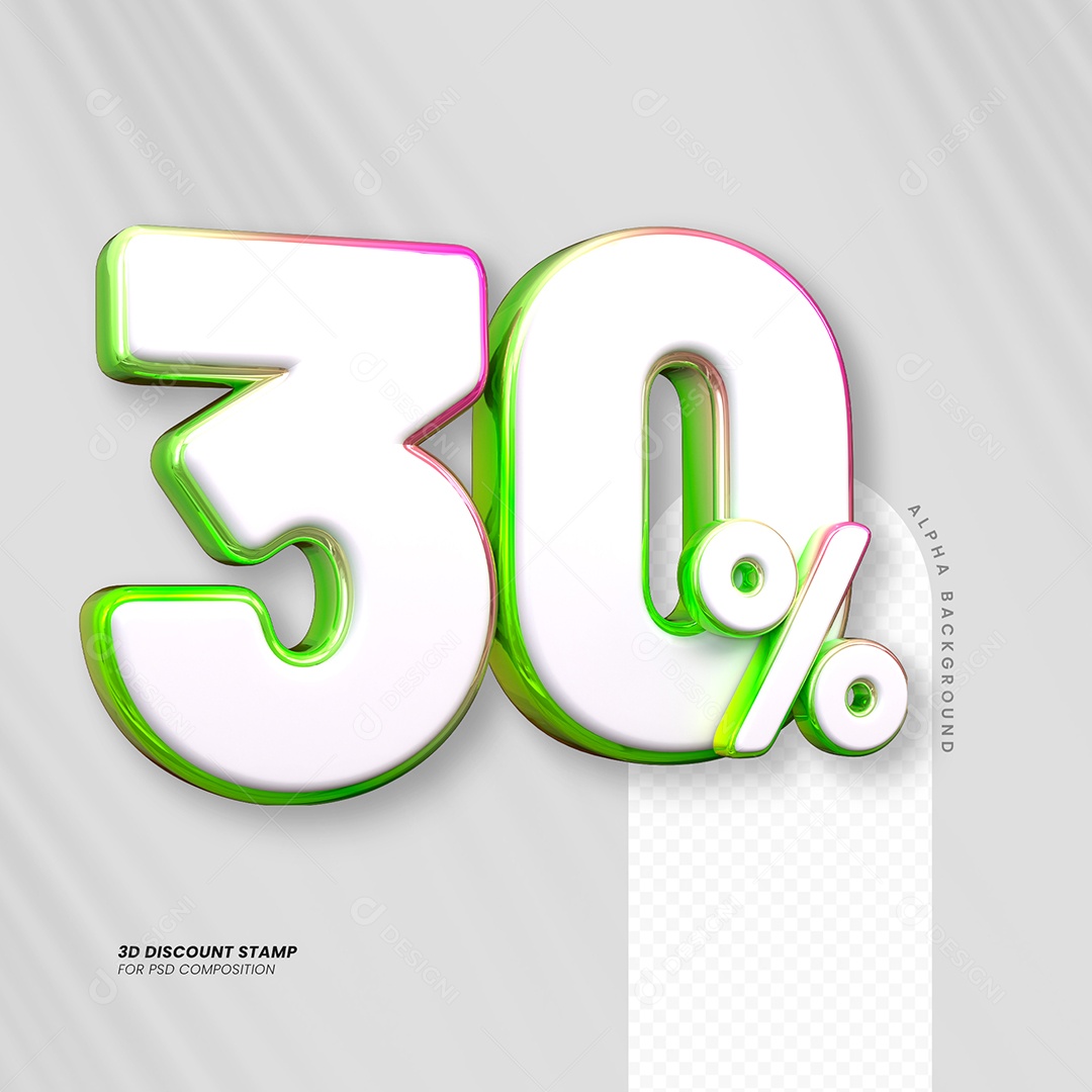 Número de Desconto 30% Elemento 3D para Composição PSD