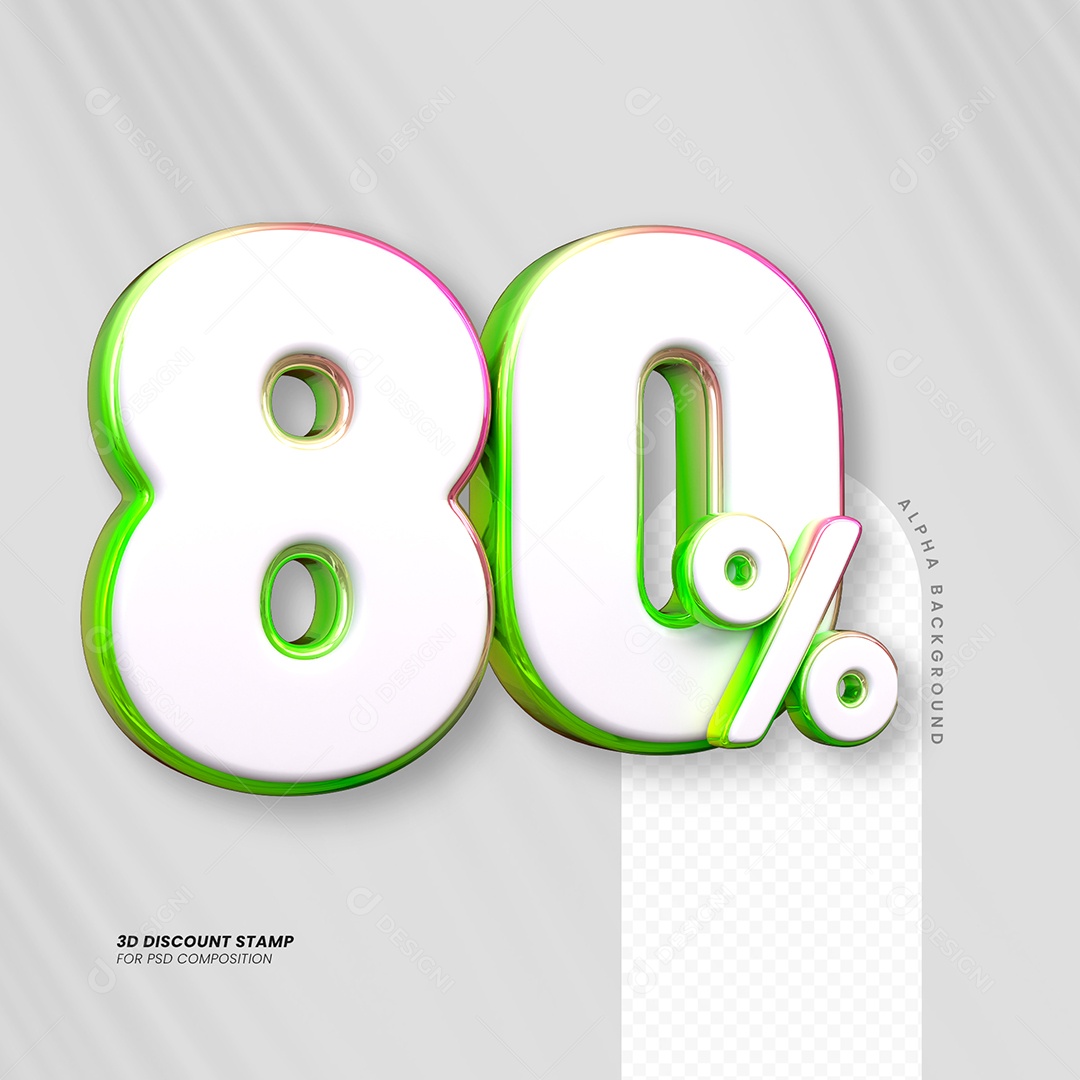 Número de Desconto 80% Elemento 3D para Composição PSD