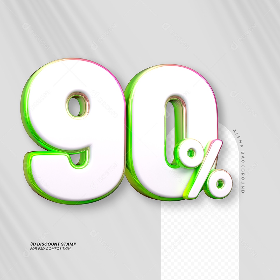 Número de Desconto 90% Elemento 3D para Composição PSD