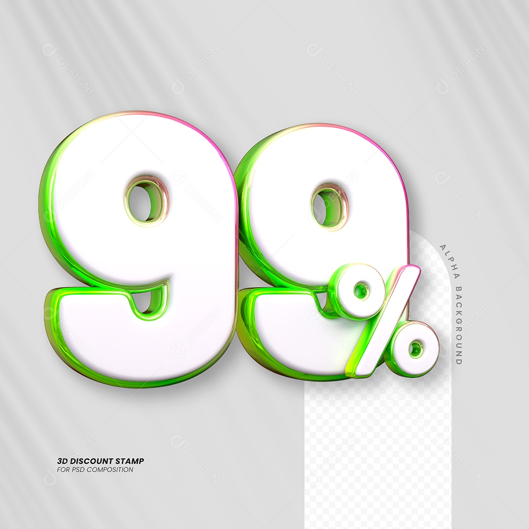 Número de Desconto 99% Elemento 3D para Composição PSD