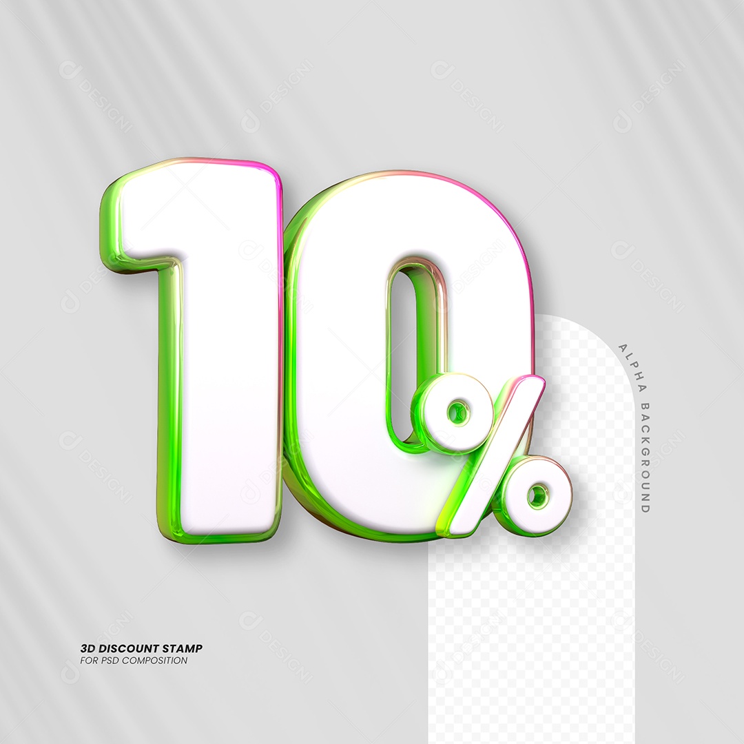 Número de Desconto 10% Elemento 3D para Composição PSD