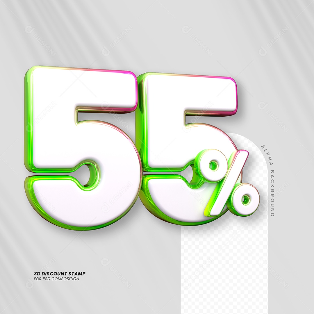 Número de Desconto 55% Elemento 3D para Composição PSD