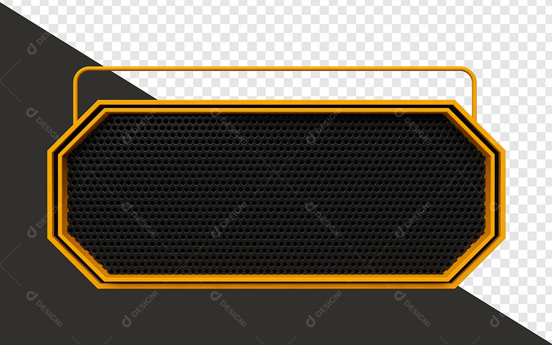 Elemento 3D Placa de Metal Com Luz Neon Retangular Para Composição PSD