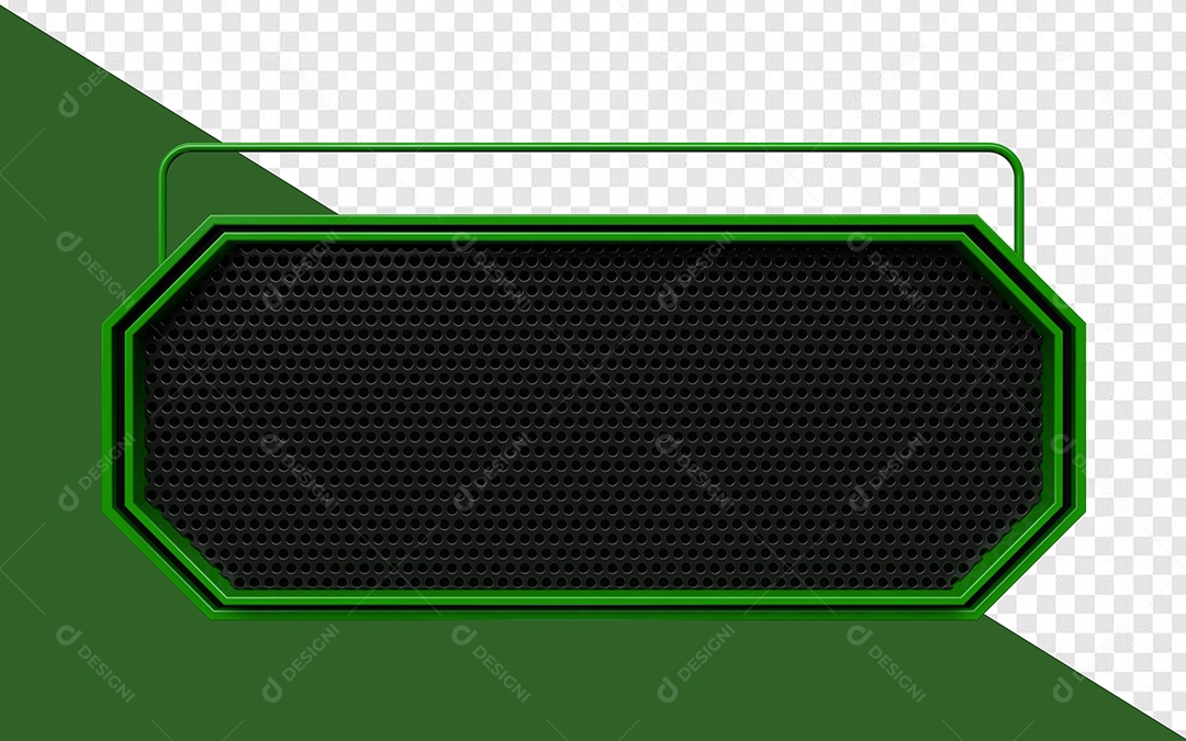 Elemento 3D Placa de Metal Com Luz Neon Retangular Para Composição PSD