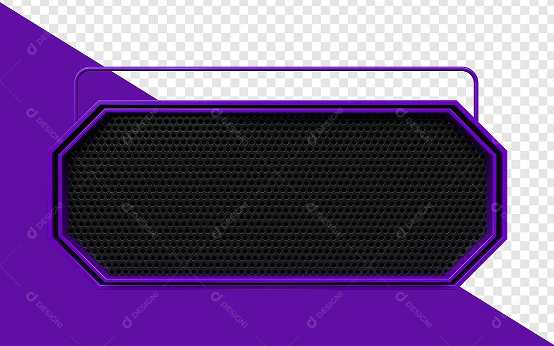 Elemento 3D Placa de Metal Com Luz Neon Retangular Para Composição PSD