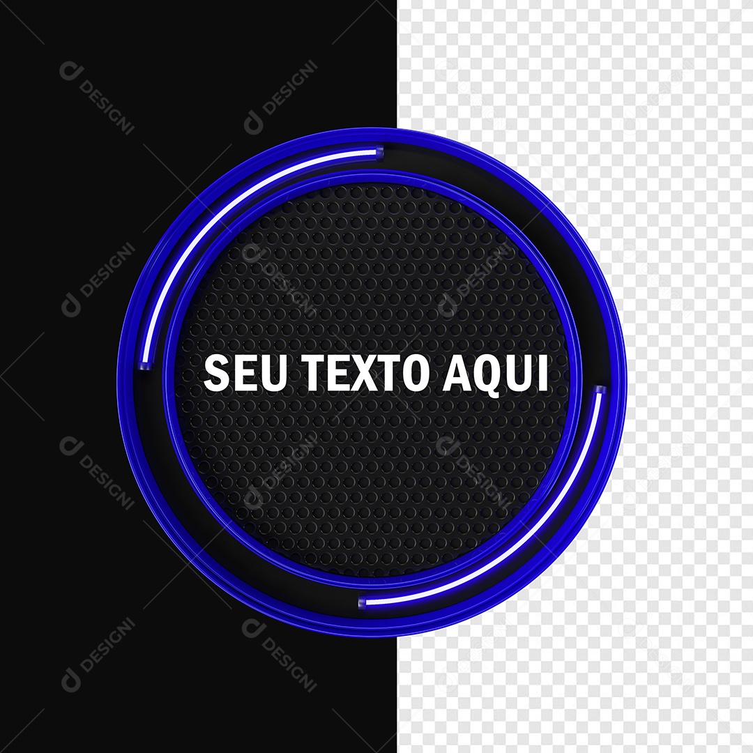 Elemento 3D Placa de Metal Redonda Com Luz Neon Para Composição PSD