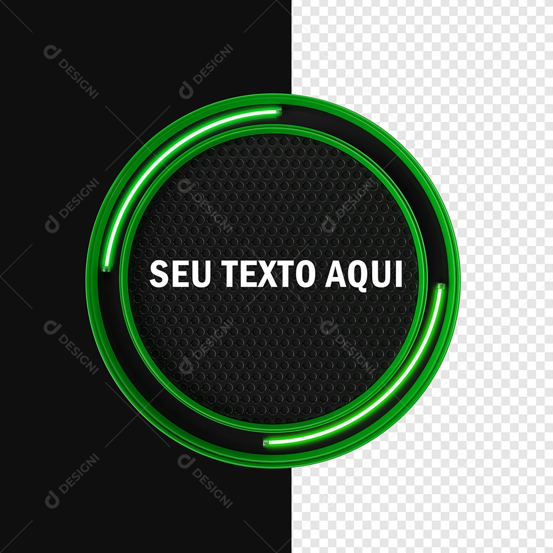 Elemento 3D Placa de Metal Redonda Com Luz Neon Para Composição PSD