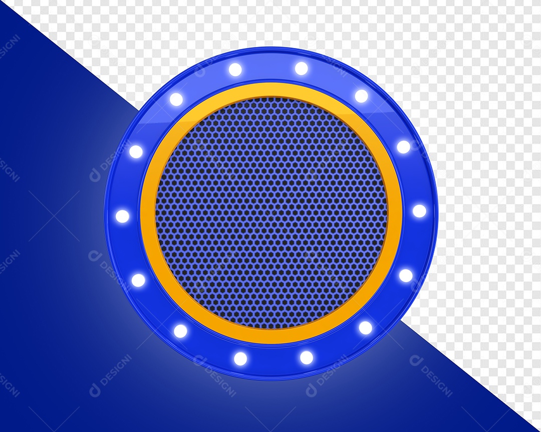 Elemento 3D Placa de Metal Redonda Com Luz Para Composição PSD