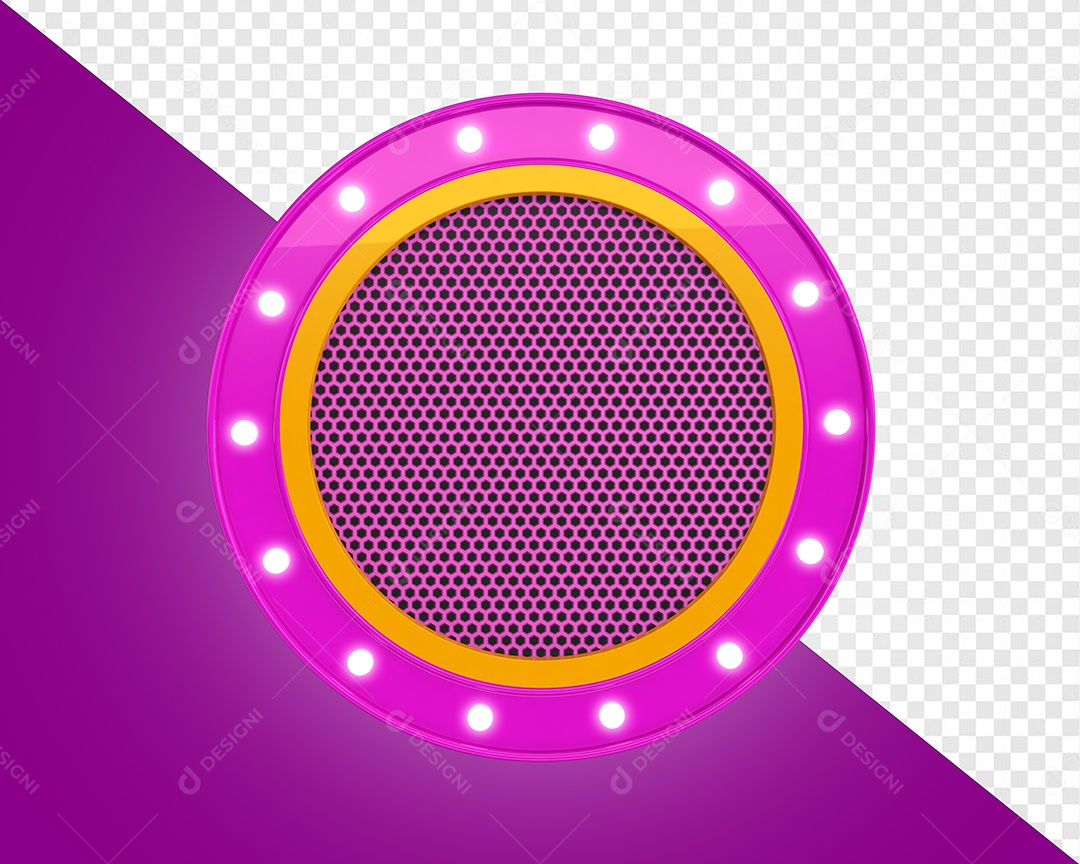 Elemento 3D Placa de Metal Redonda Rosa Para Composição PSD