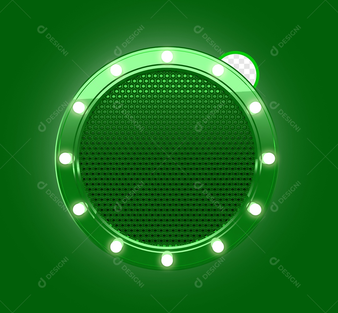 Elemento 3D Placa de Metal Redonda Verde Para Composição PSD