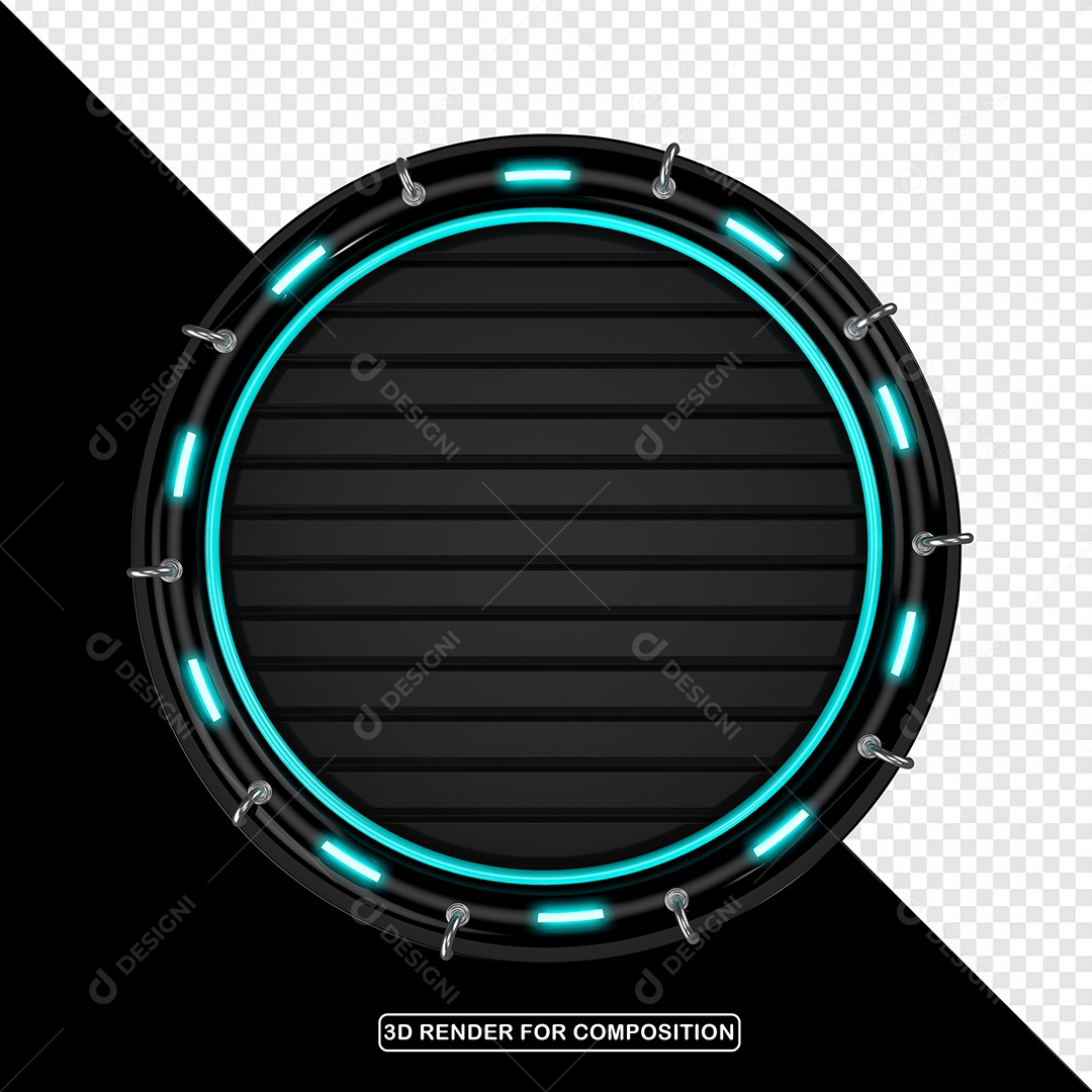 Elemento 3D Placa de Metal Redonda Para Composição PSD