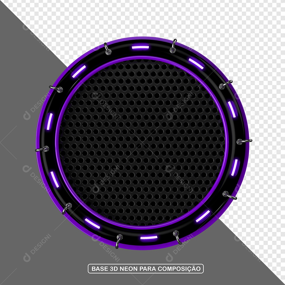 Elemento 3D Placa de Metal Redonda Para Composição PSD