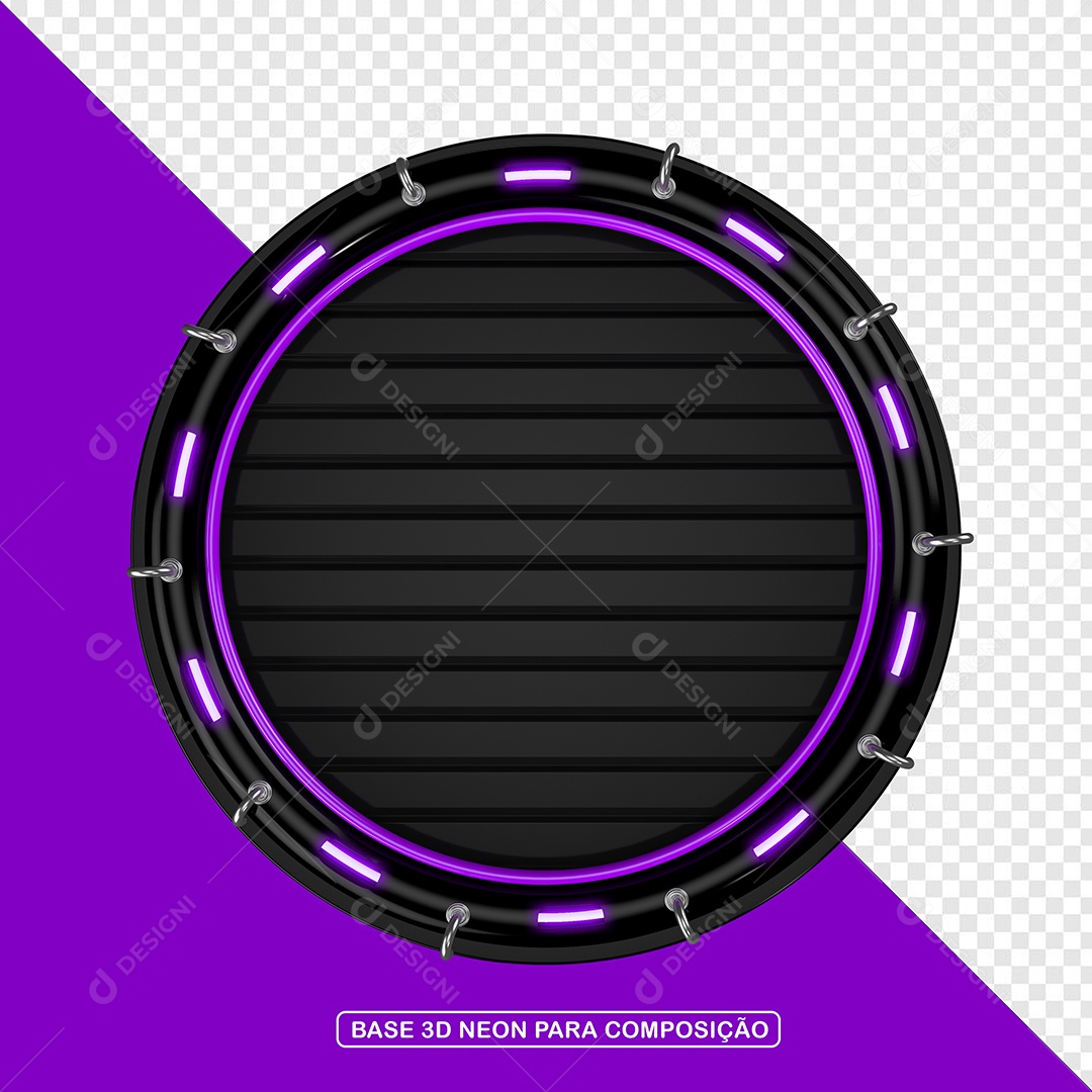 Elemento 3D Placa de Metal Redonda Para Composição PSD