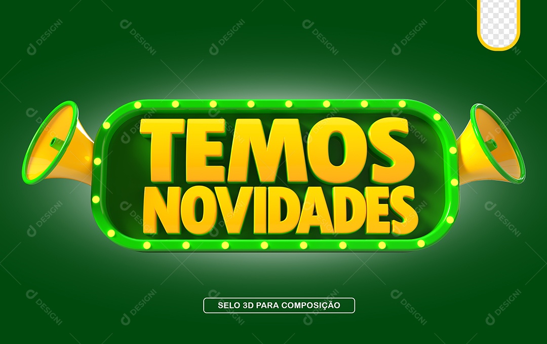 Temos Novidade Selo 3D para Composição PSD