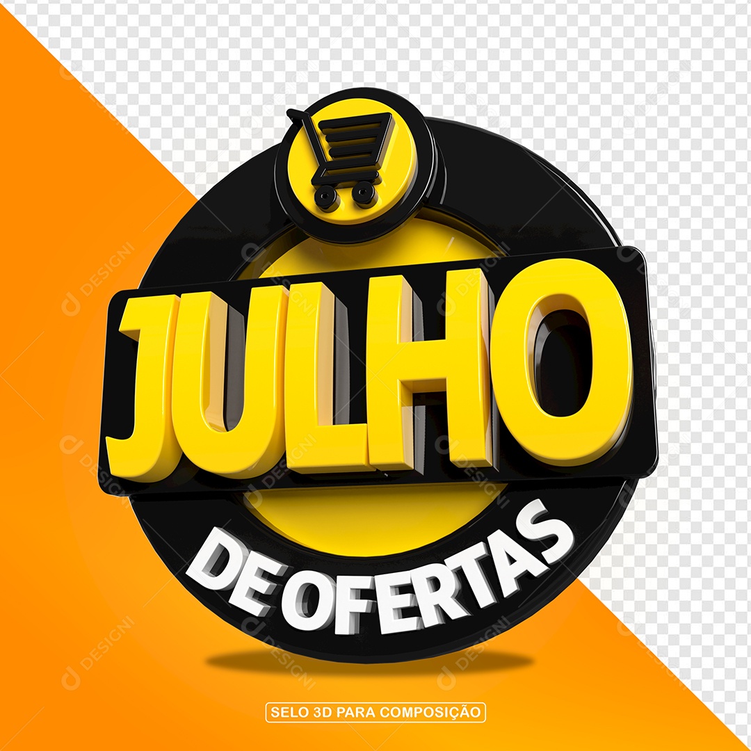 Julho de Ofertas Selo 3D Para Composição PSD