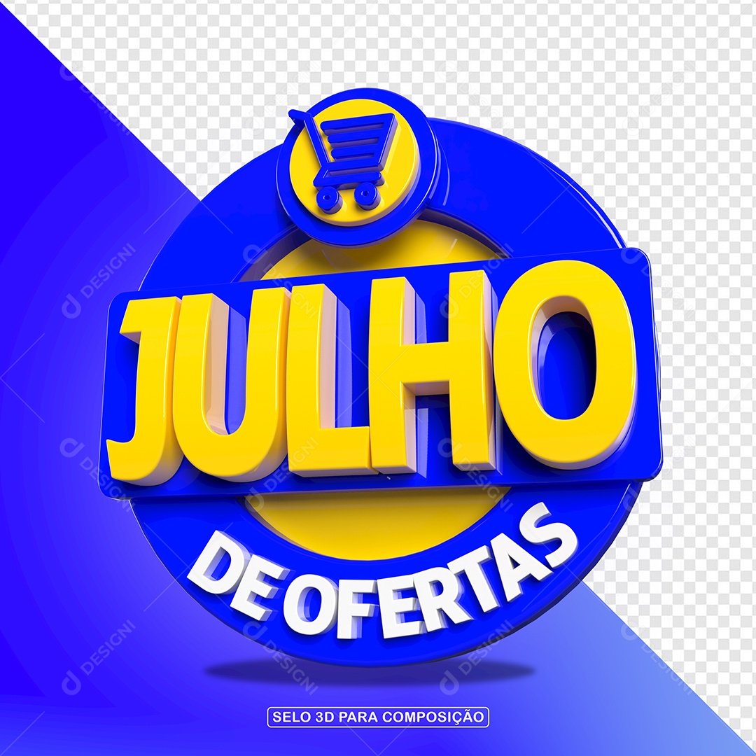 Julho de Ofertas Selo 3D Para Composição PSD