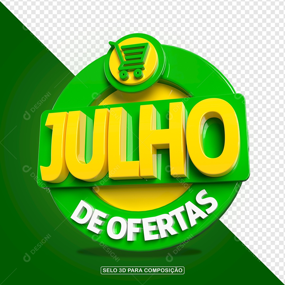 Julho de Ofertas Selo 3D Para Composição PSD