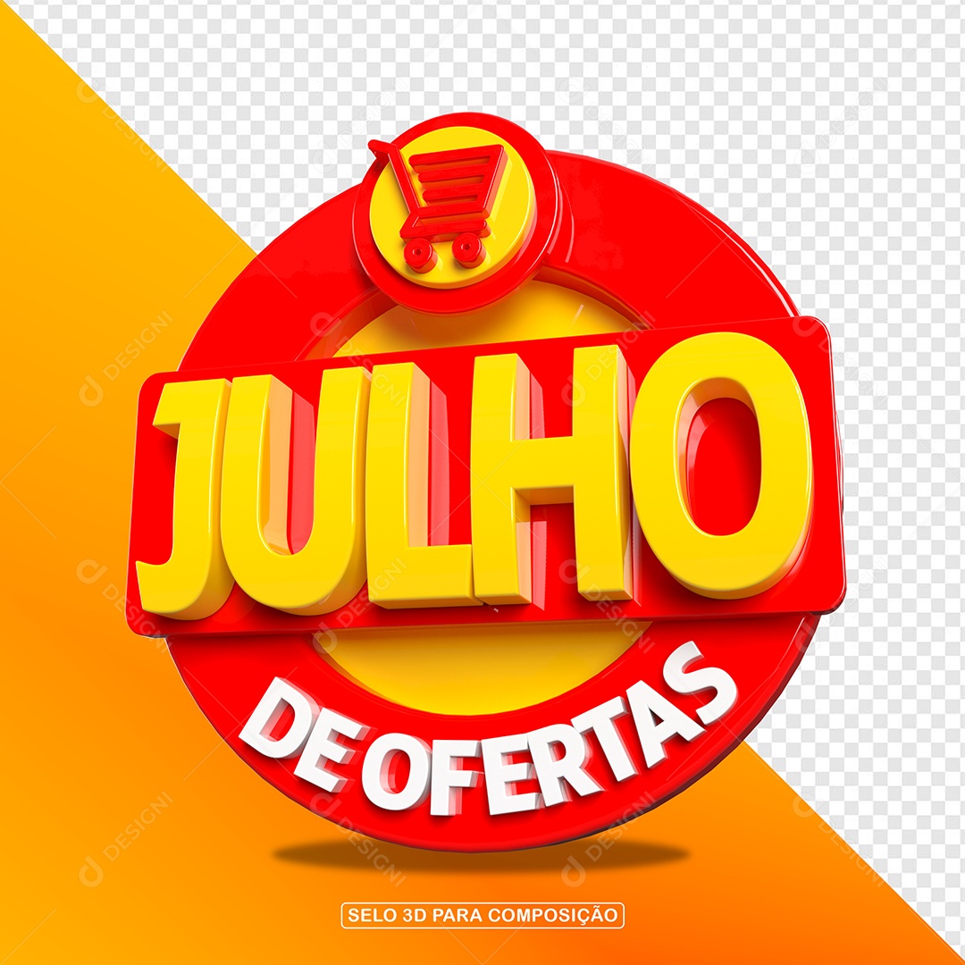 Julho de Ofertas Selo 3D Para Composição PSD