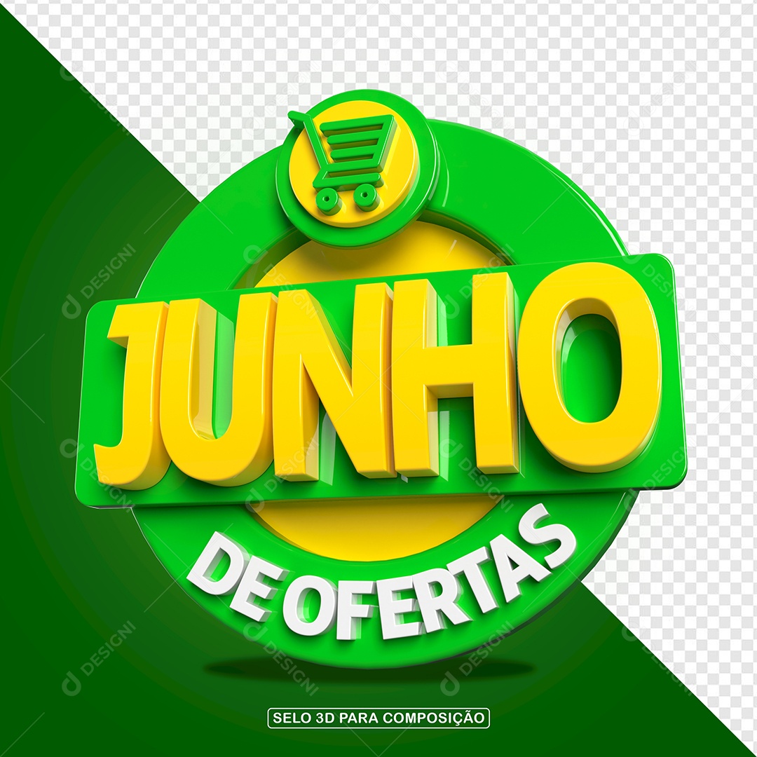 Junho de Ofertas Selo 3D Para Composição PSD