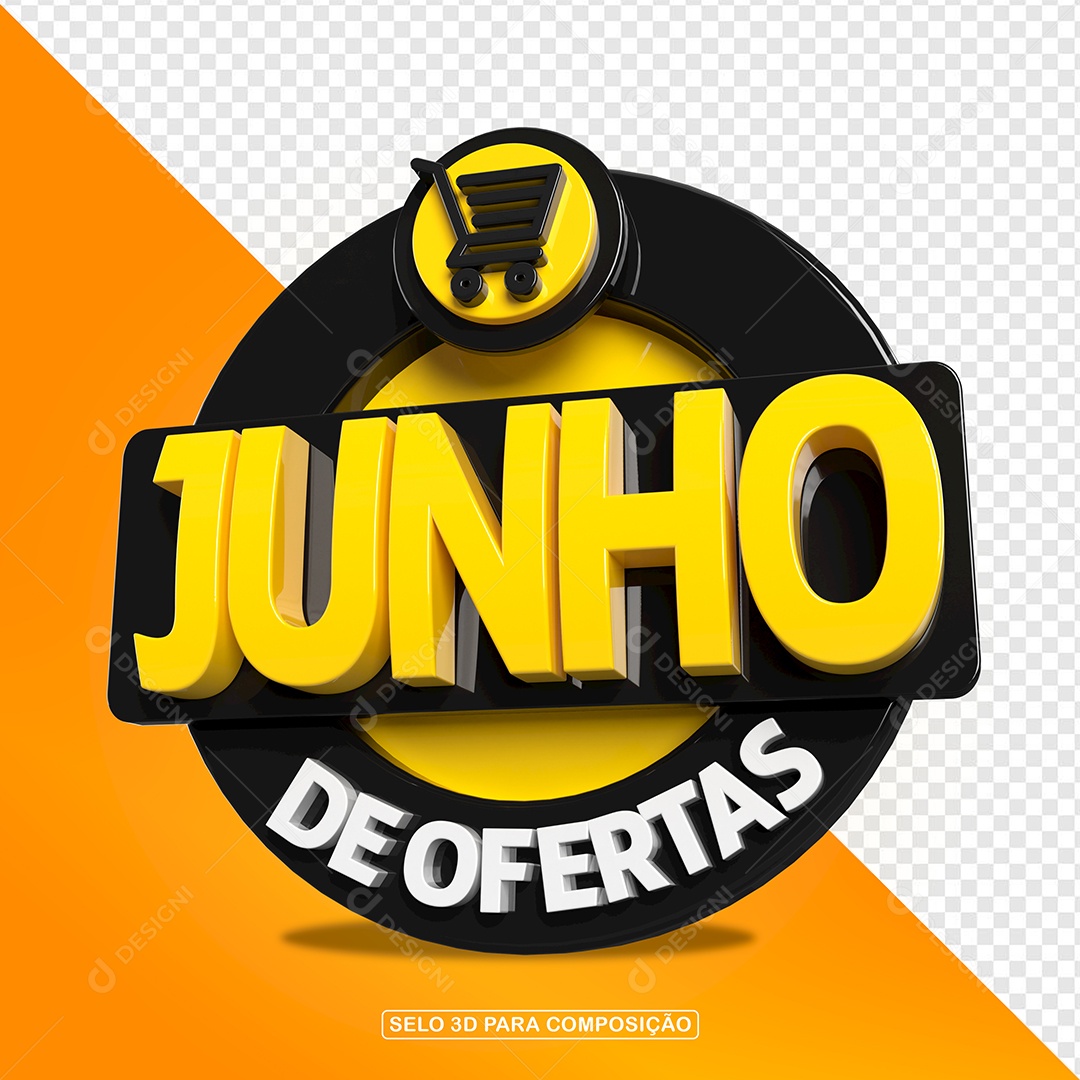 Junho de Ofertas Selo 3D Para Composição PSD