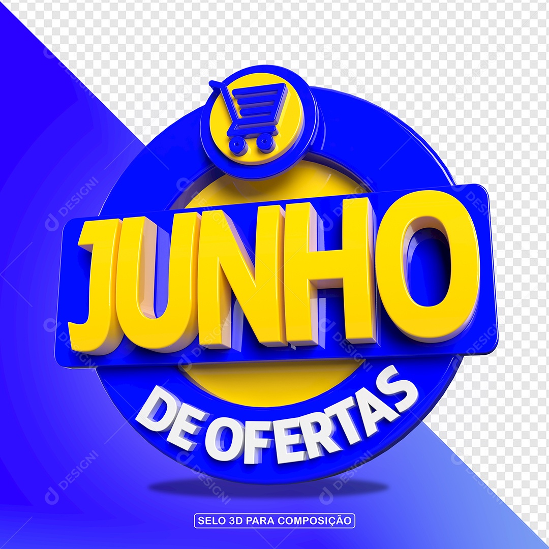 Junho de Ofertas Selo 3D Para Composição PSD