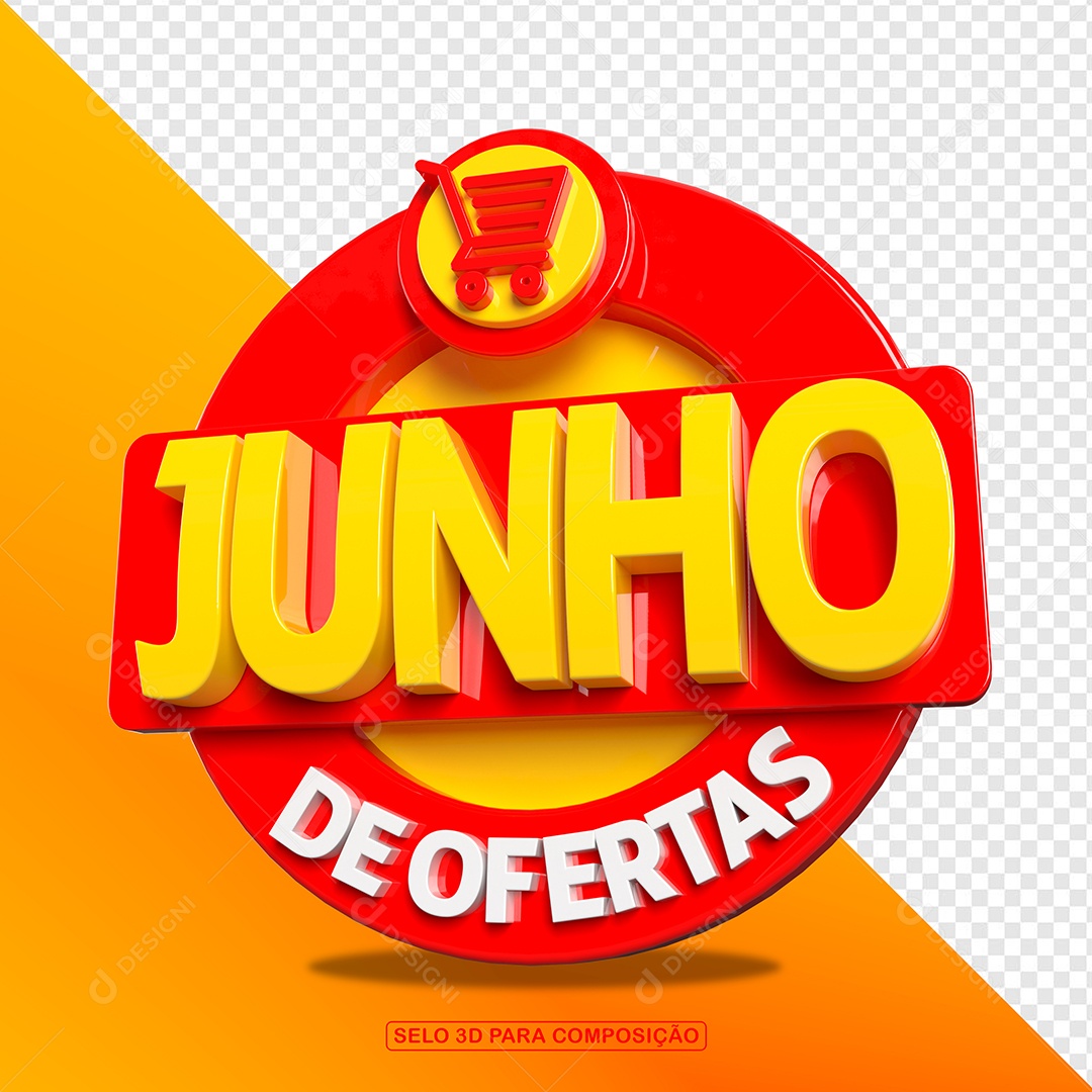 Junho de Ofertas Selo 3D Para Composição PSD