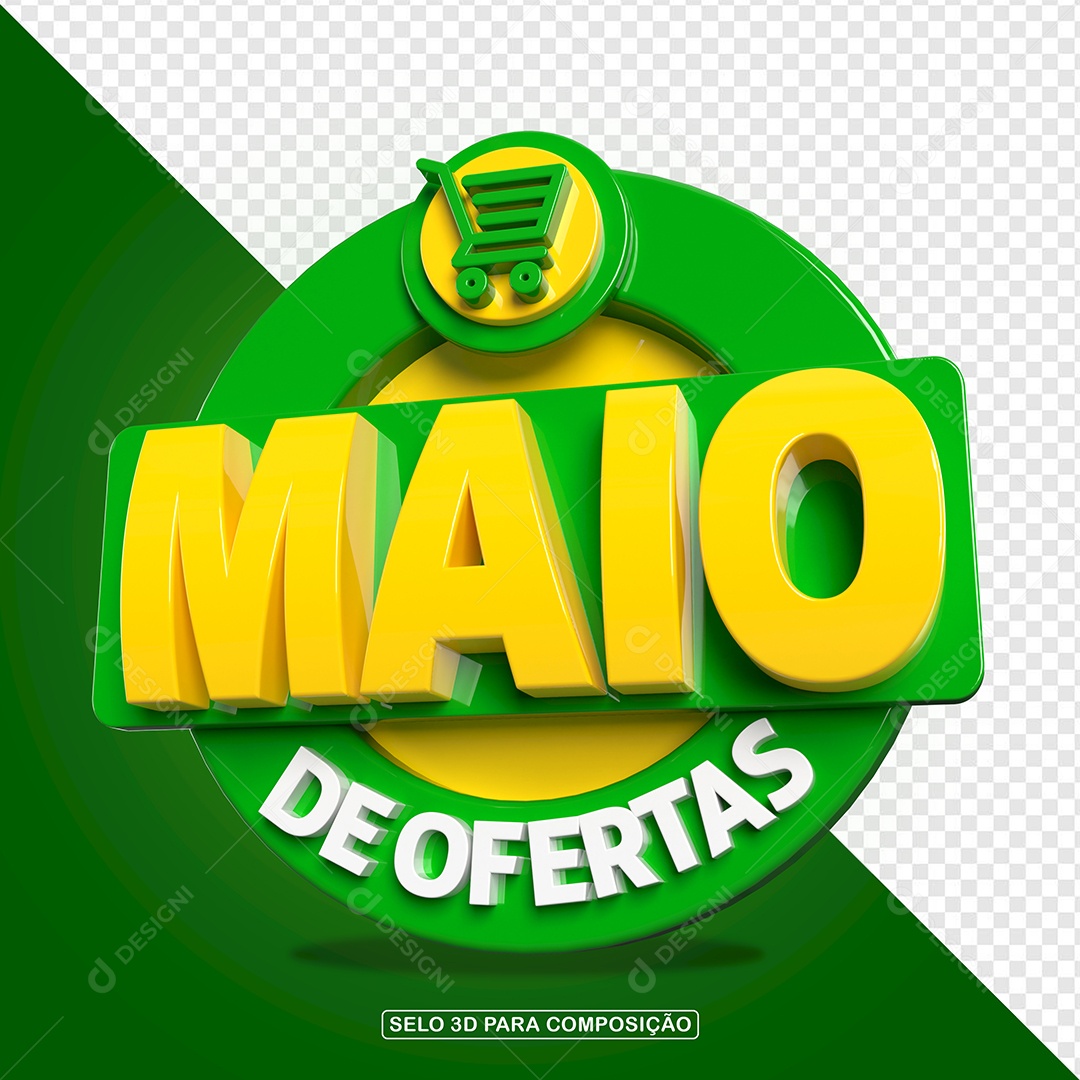 Maio de Ofertas Selo 3D Para Composição PSD