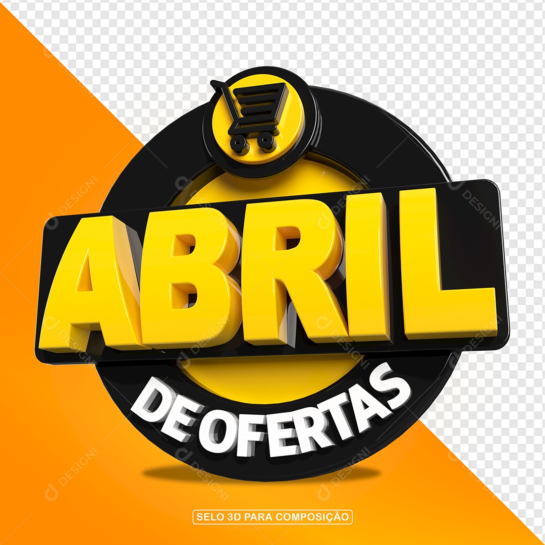 Abril de Ofertas Selo 3D Para Composição PSD