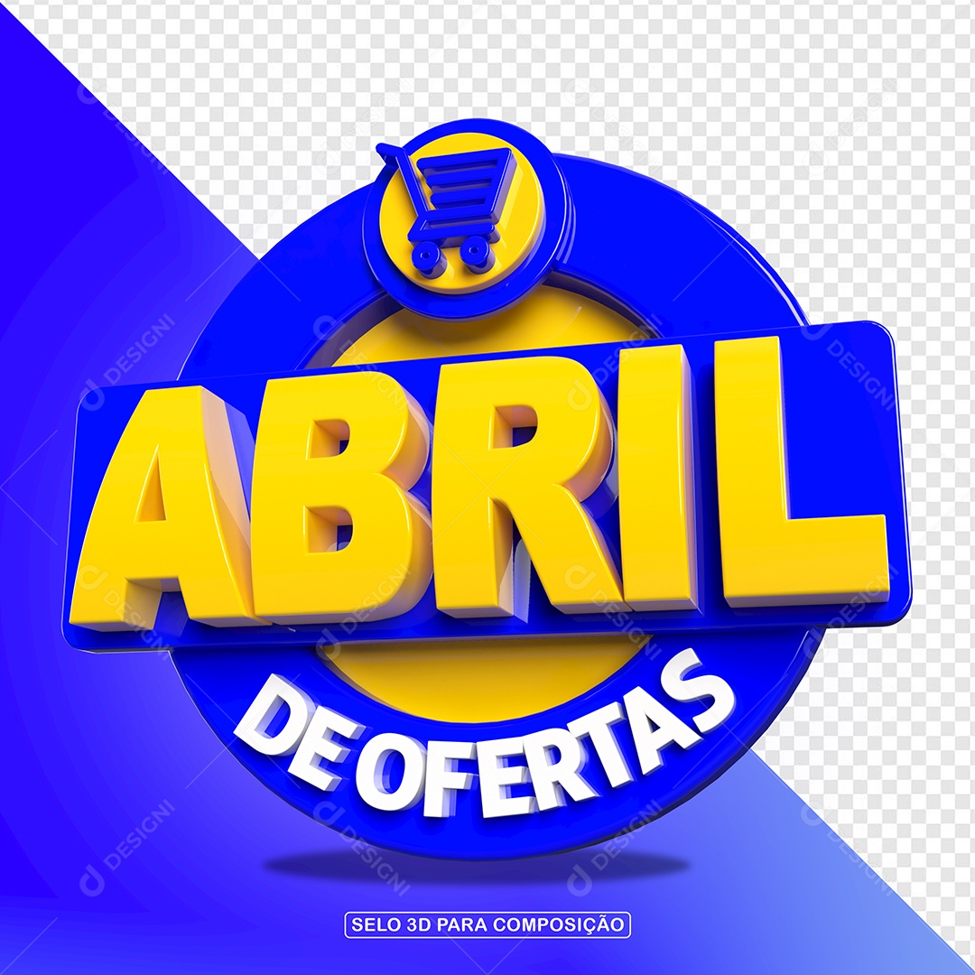 Abril de Ofertas Selo 3D Para Composição PSD