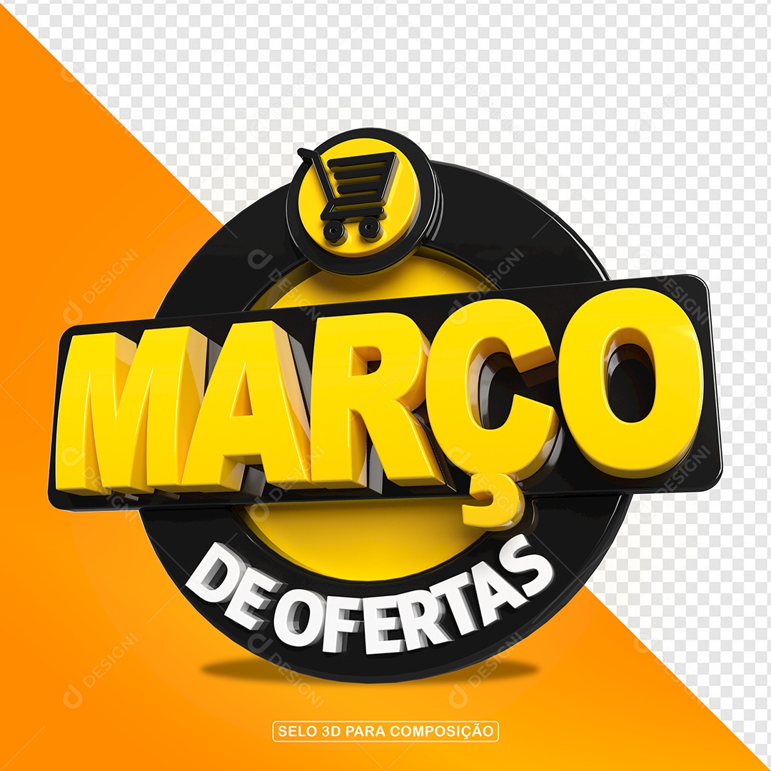 Março de Ofertas Selo 3D Para Composição PSD