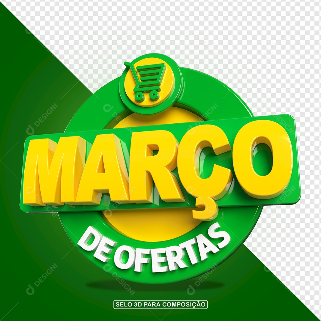 Março de Ofertas Selo 3D Para Composição PSD