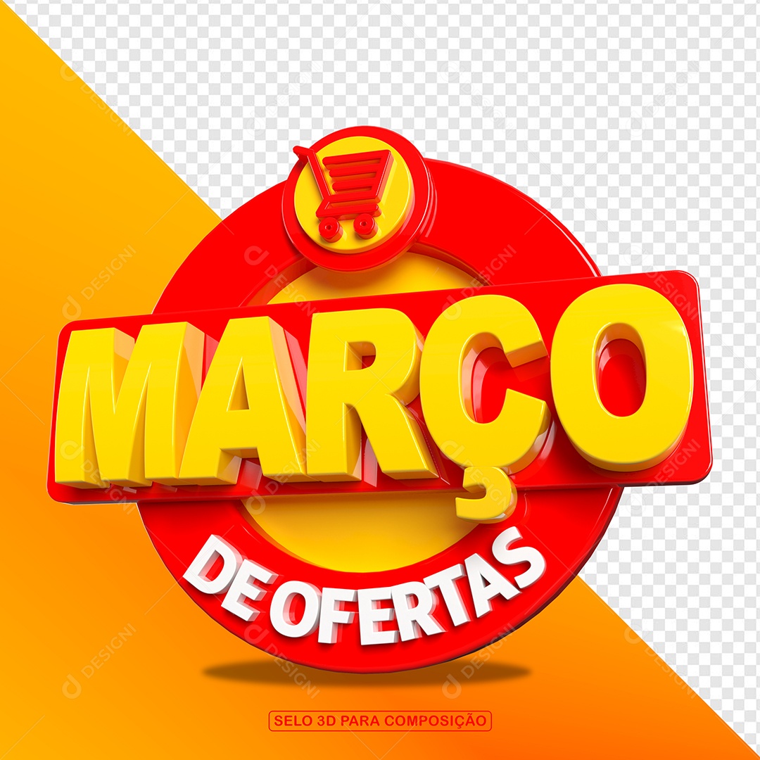 Março de Ofertas Selo 3D Para Composição PSD
