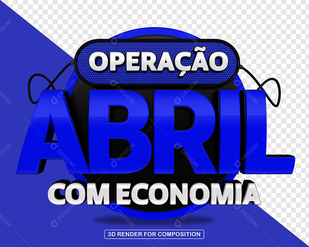 Operação Abril Com Economia Selo 3D Para Composição PSD