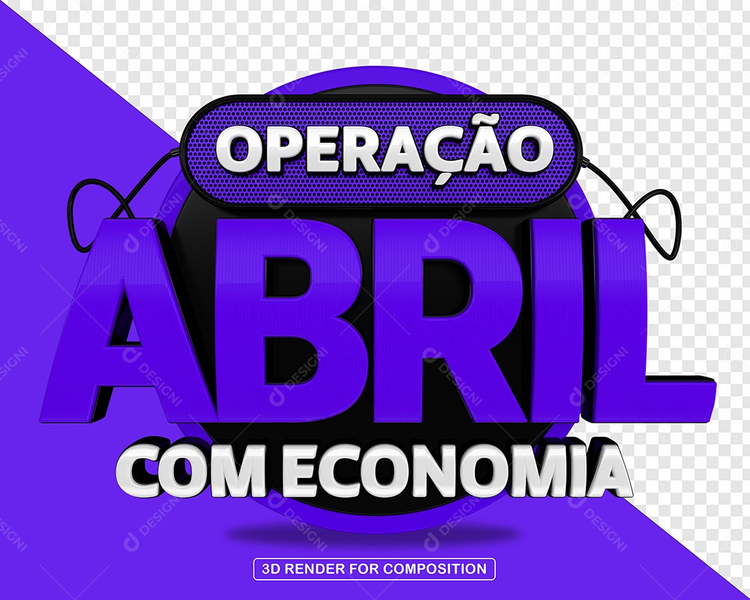 Operação Abril Com Economia Selo 3D Para Composição PSD