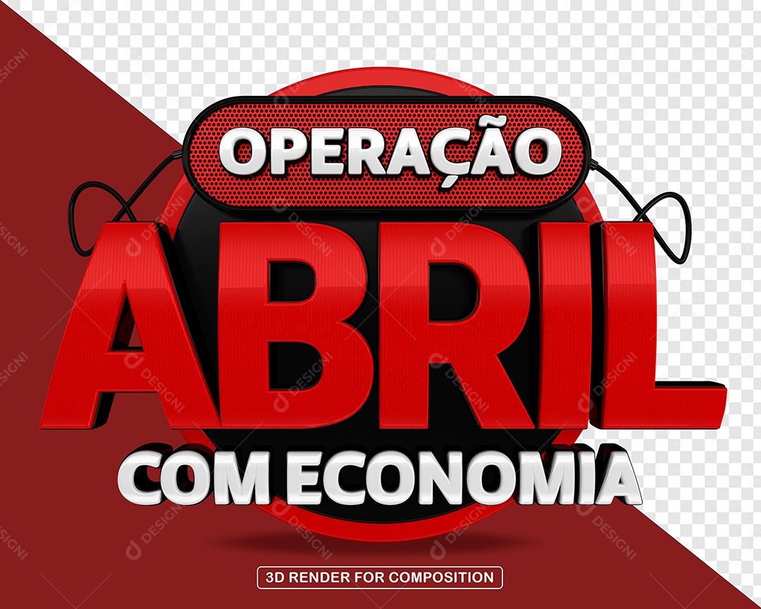 Operação Abril Com Economia Selo 3D Para Composição PSD