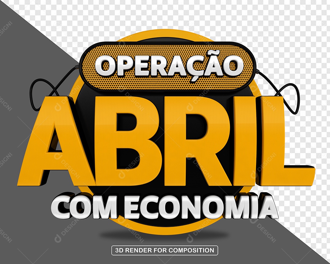 Operação Abril Com Economia Selo 3D Para Composição PSD