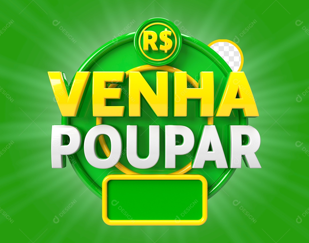 Venha Poupar Selo 3D Para Composição PSD