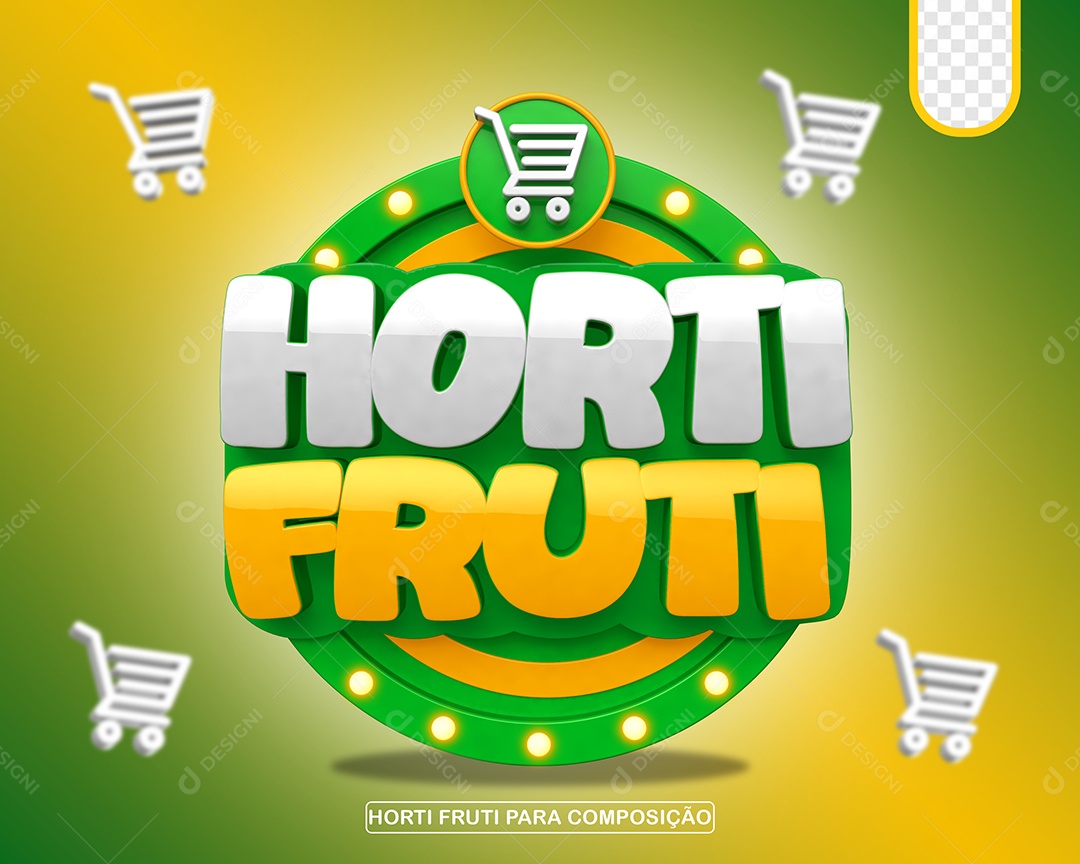 Selo 3D Horti Fruti Para Composição PSD