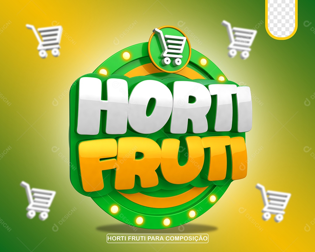 Selo 3D Horti Fruti Para Composição PSD