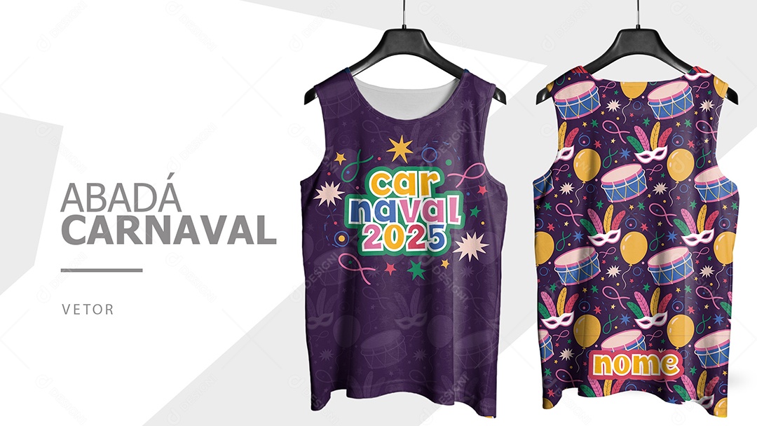 Abadá de Carnaval Camisa Frente e Verso Carnaval 2025 Vetor Ai + EPS