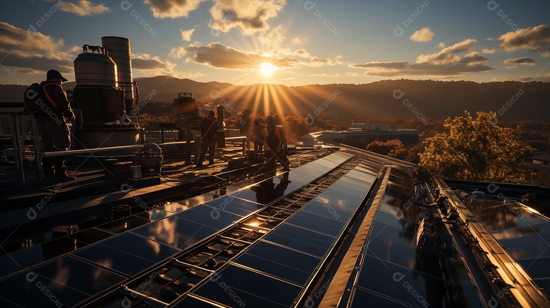Quinta com painéis de energia solar sustentável
