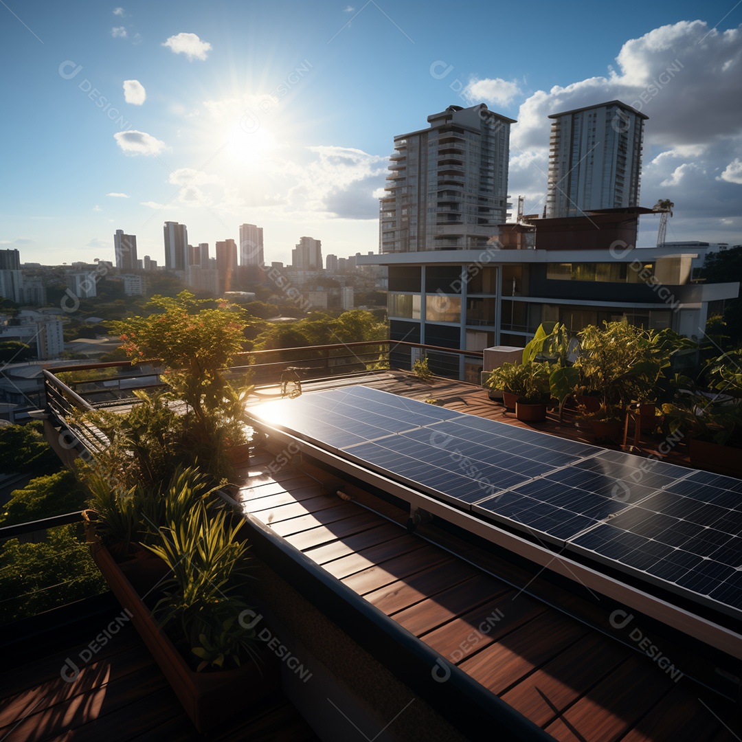 Painéis solares no telhado de uma casa moderna