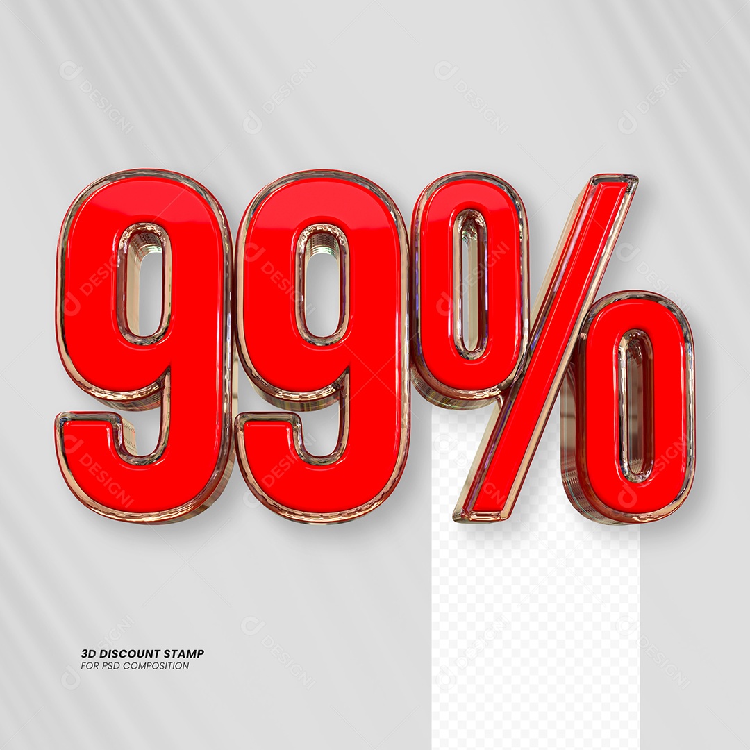 Elemento 3D Desconto 99% para Composição PSD