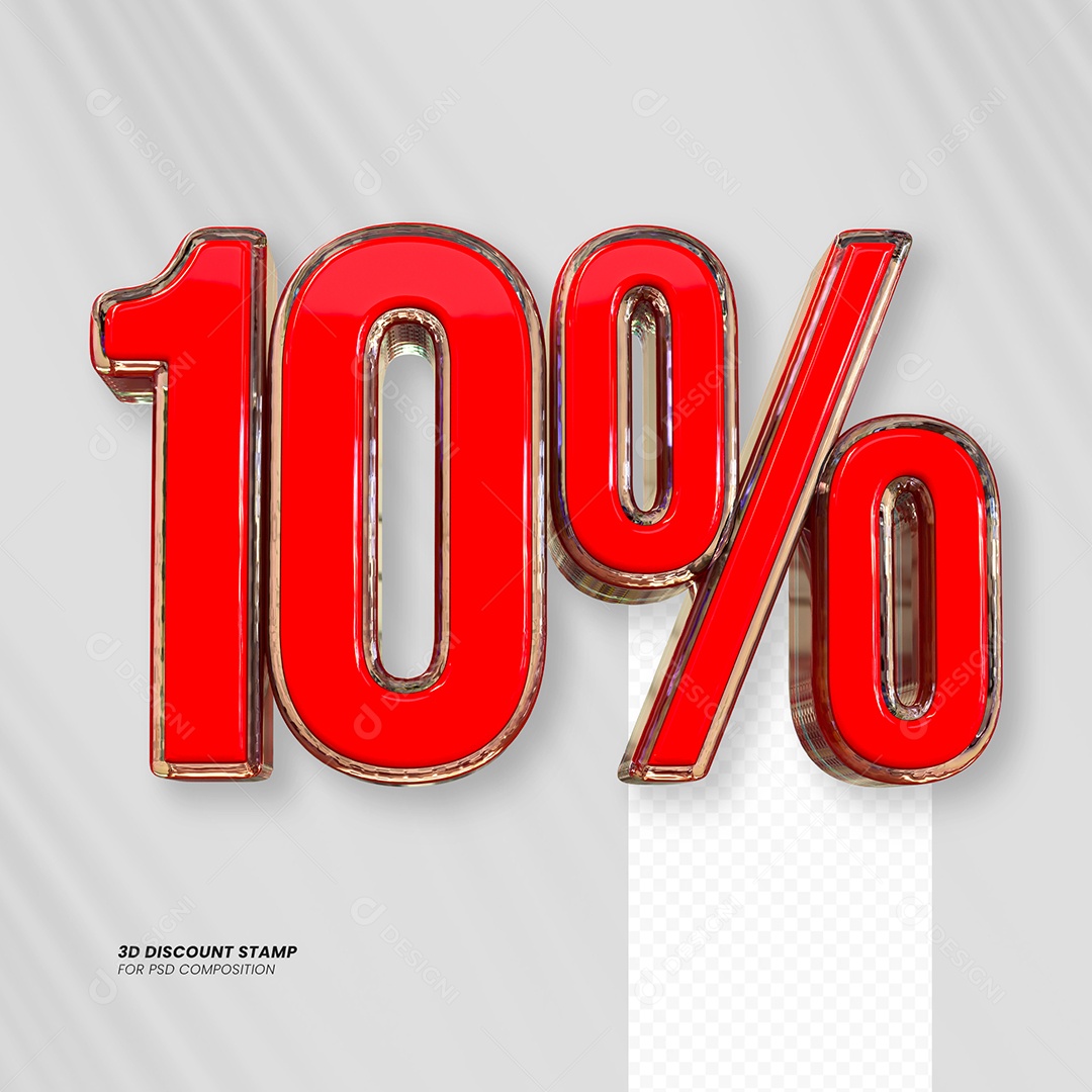 Elemento 3D Desconto 10% para Composição PSD