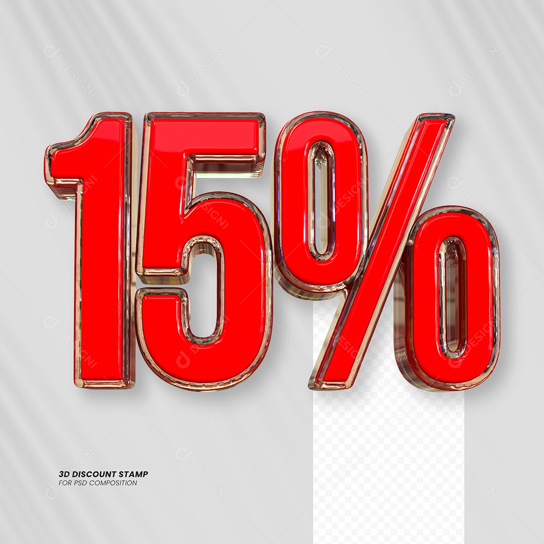 Elemento 3D Desconto 15% para Composição PSD