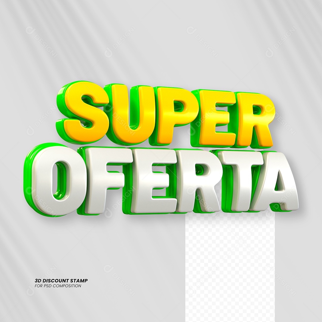 Super Oferta Selo 3D Verde e Amarelo para Composição PSD