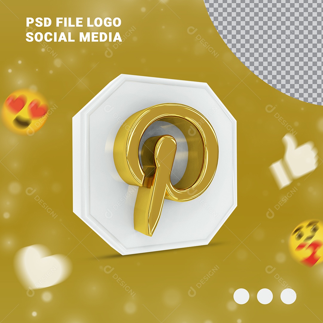 Ícone 3D Pinterest Para Composição PSD