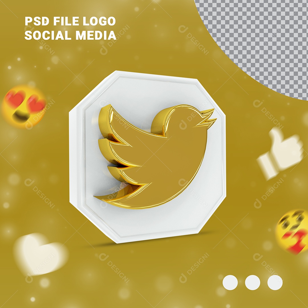 Ícone 3D Twitter Para Composição PSD