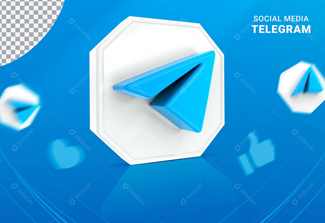 Ícone 3D Telegram Para Composição PSD
