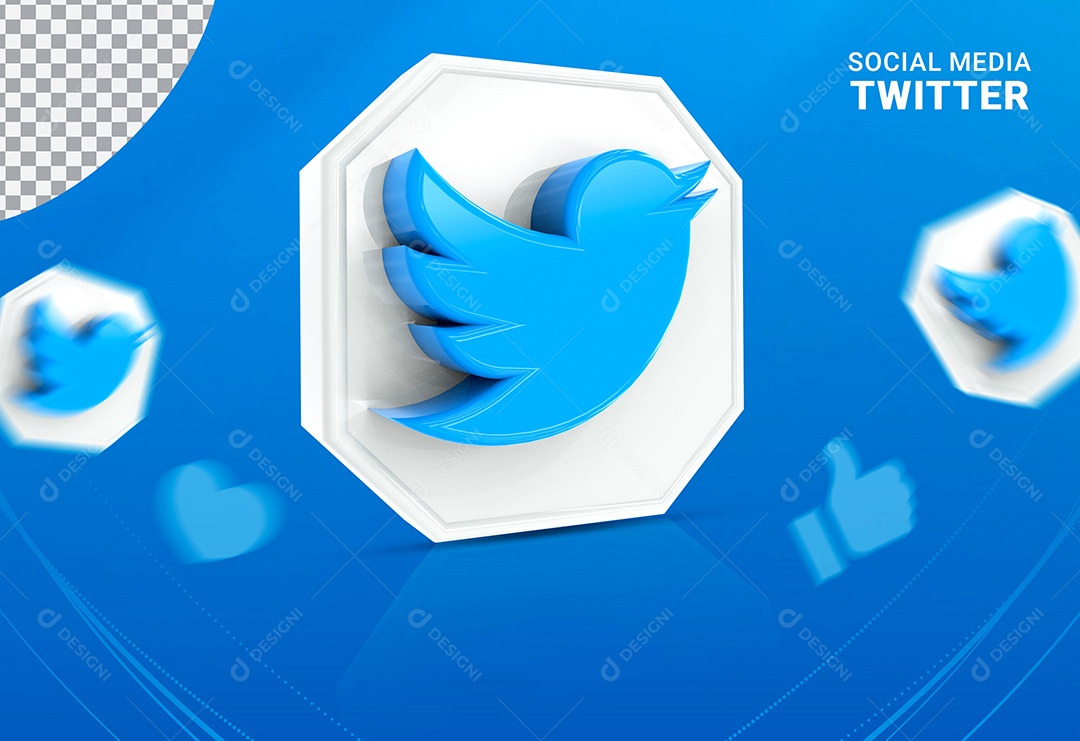 Ícone 3D Twitter Para Composição PSD